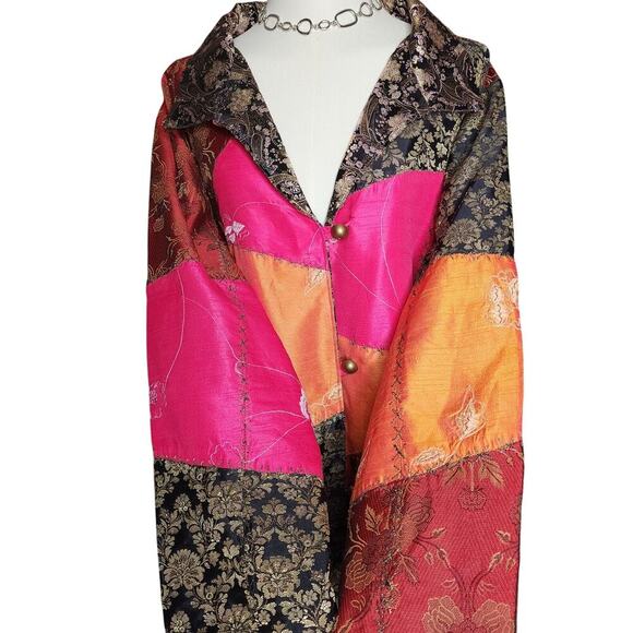 Vtg 90s Indigo Moon Patchwork Bright Colorful Funky Festival Rave Coat Sz XXL - Picture 3 of 8